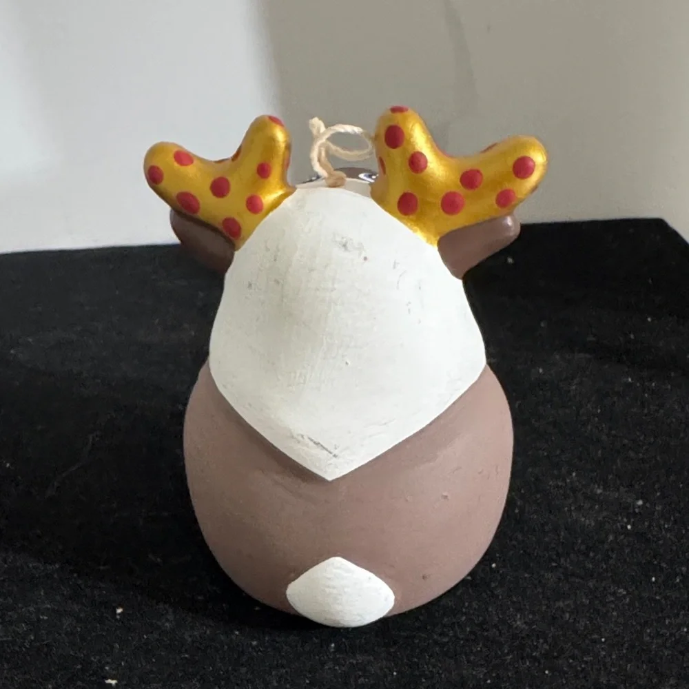 Festive Reindeer Ornament with Gold Antlers
